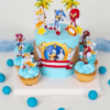 sonic cake with cupcake