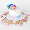 blue pink flower cake