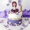 cute girl and teddy cake