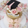graduation pinky flower cake