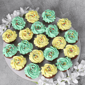 yellow green cup cake