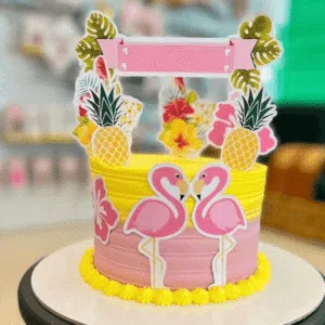 flamingo tropical cake no text
