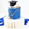 graduation blue cake
