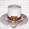 white gucci theme cake
