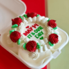 vintage white red bento cake