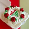 vintage white red bento cake