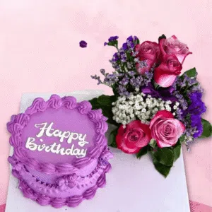elegant purple flower cake no text