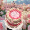 pink ivory vintage cake