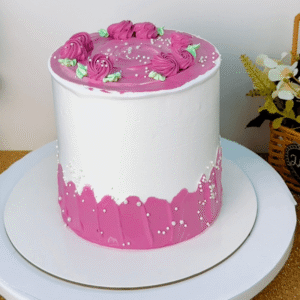 pink white cream cake