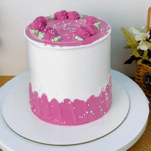 pink white cream cake