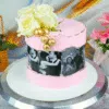 couple photo flower cake