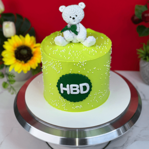 Teddy birthday green cake