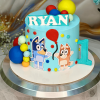 blue first birthday cake