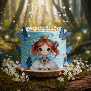 doll butterfly crown cake