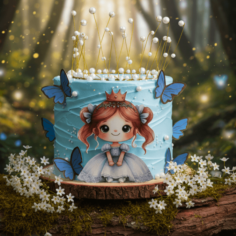 doll butterfly crown cake
