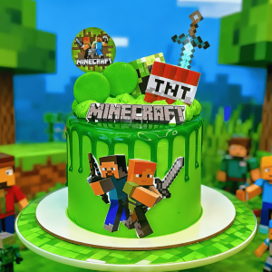 green Minecraft cake