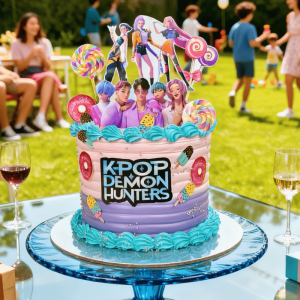 Kpop demon hunters gang cake