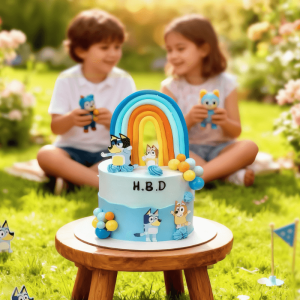 bluey rainbow cake