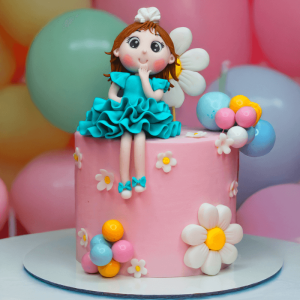 cute little girl pink cake