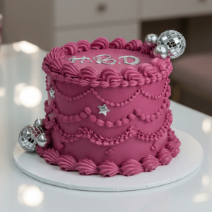 disco ball purple vintage cake
