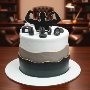 gym man barbell cake