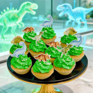 Dino theme green cupcakes