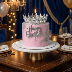birthday pink crown cake