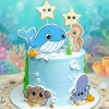 marine sea horse dolphin cake
