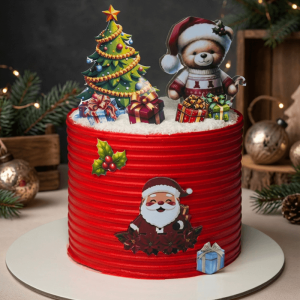 red Christmas cake