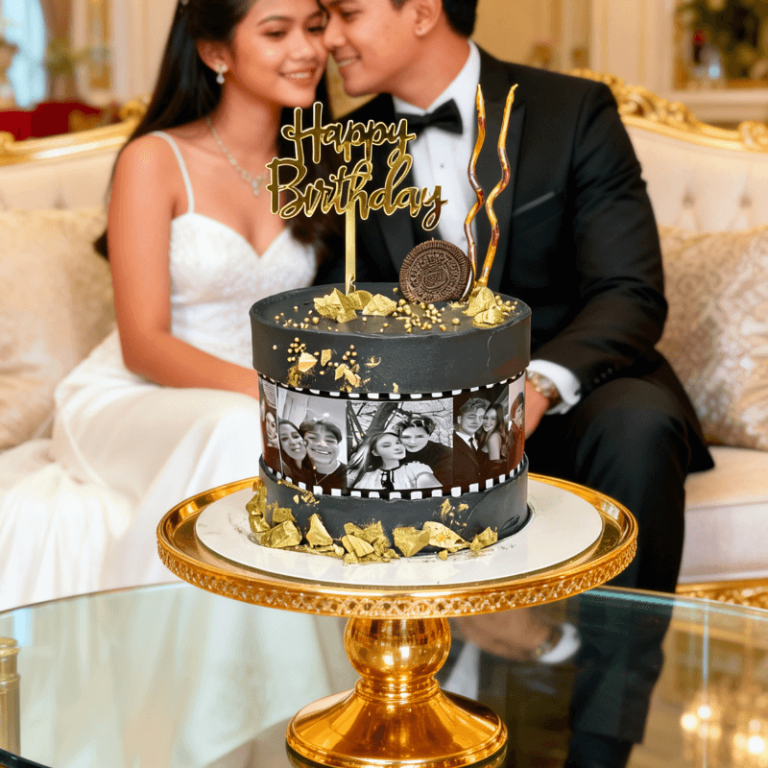 black photo cake