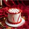 red ribbon valentine cake