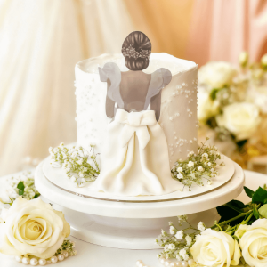 white bridal shower cake