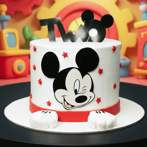 white Mickey Mouse cake
