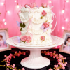 white vintage pink rose cake