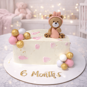 half birthday six months cake