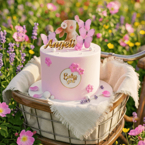 baby pink butterfly cake