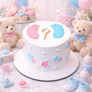 blue pink gender reveal cake