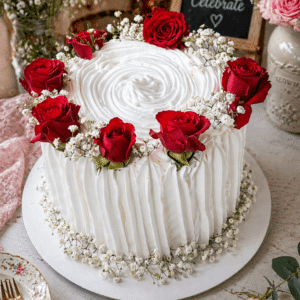 elegant red flower cake