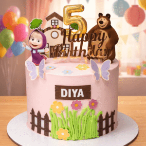 masha bear butterfly cake