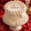 pearls topped vintage cake