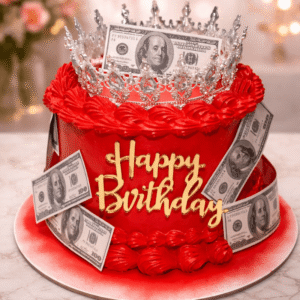 red dollar crown cake