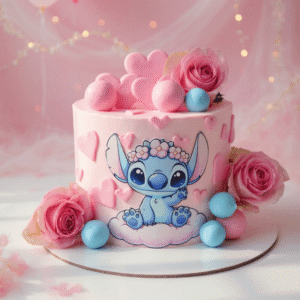 stitch pink hearts cake