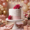 white pink pearls flower cake