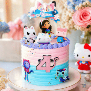 blue pink gabbys dollhouse cake