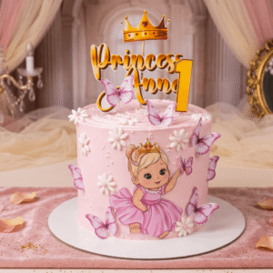 crown topped butterfly cake