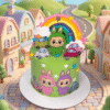 labubu cars rainbow cake
