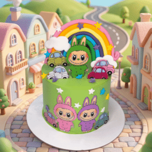 labubu cars rainbow cake