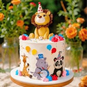 lion giraffe hippo cake