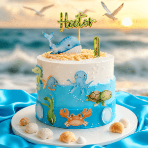 marine seahorse cake