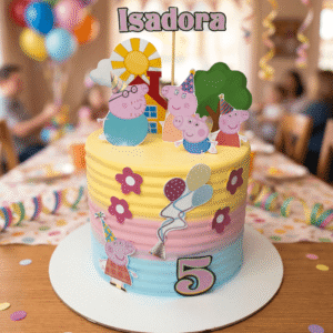 tri colors peppa pig cake